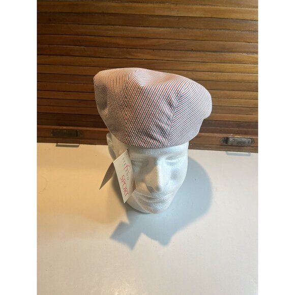 Stefeno Sport Italian Striped Textured Newsies Newsboy Hat Blue/Red SZ 57 M - Picture 8 of 11